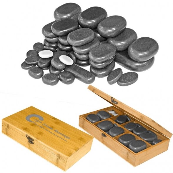 Set of basalt stones for massage H45TC2, 45 pcs.