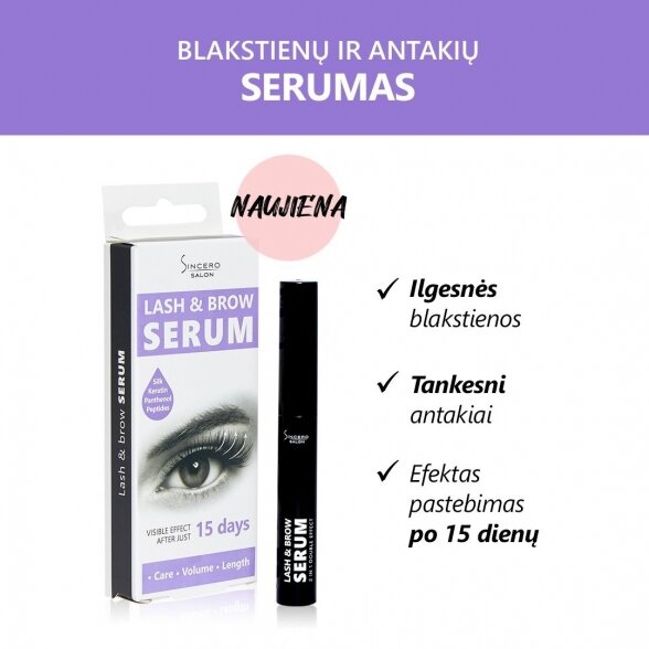 Blakstienų ir antakių serumas Sincero Salon, 6ml 1