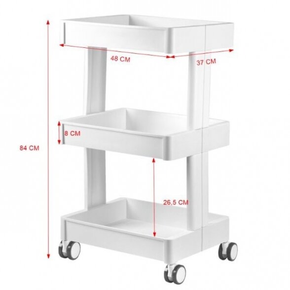 Cosmetic trolley 084 with three shelves, white 3