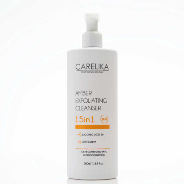 Carelika AMBER EXFOLIATING Отшелушивающее очищающее средство для лица 15 в 1 с 2% янтарной кислоты, 500мл