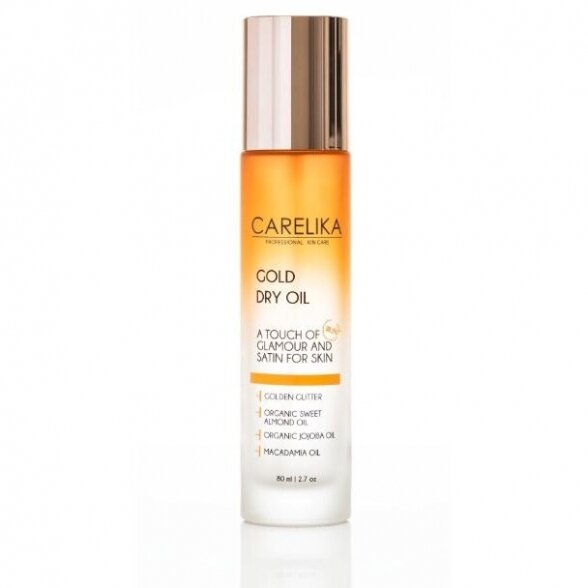 Carelika GOLD sausas kūno ir plaukų aliejus su Aukso dalelėmis, 80ml