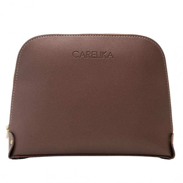 Carelika cosmetic bag with zipper, brown