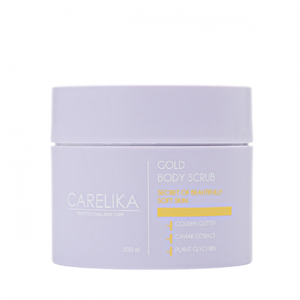 Carelika body scrub GOLD with Gold dust, Caviar extract and Vegetable Glycerin, 200ml