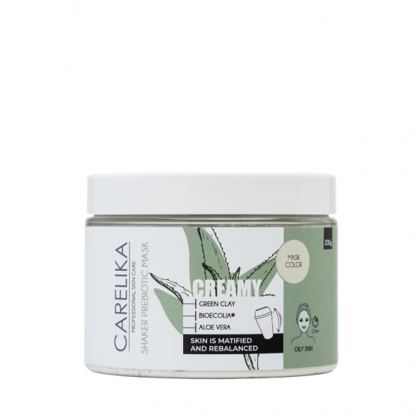 Carelika mattifying cream face mask with Prebiotics and Green Clay, 200g