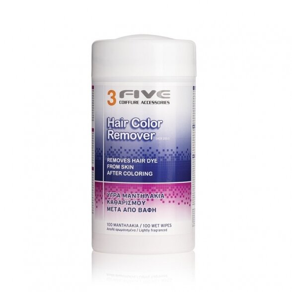 Drėgnos servetėlės plaukų dažų nuvalymui 3 Five Hair Color Remover, 100 vnt.