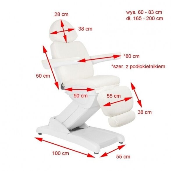 Elektrinis kosmetologinis krėslas AZURRO, 871, 4 varikliai, baltos sp. 4