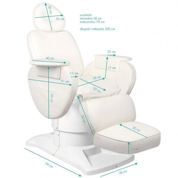 Elektrinis kosmetologinis krėslas AZZURRO 813A, 3 varikliai, baltos sp. 1