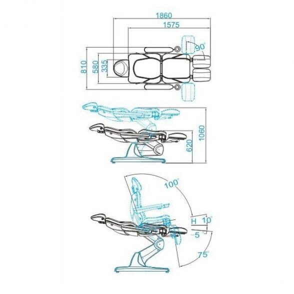 Electric pedicure chair AZZURRO 870S PEDI, gray 2