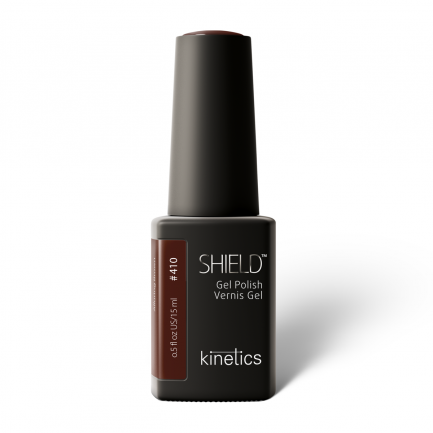 Gelinis nagų lakas Kinetics Shield Gel Polish 410 Alluring Brown, 15ml