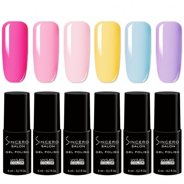 GELINIO NAGŲ LAKO RINKINYS "SINCERO SALON" CANDY RUSH, 6 vnt x 6ml