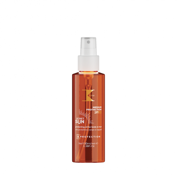 K Time SECRET SUN apsauginis plaukų aliejus su SPF15, 100ml