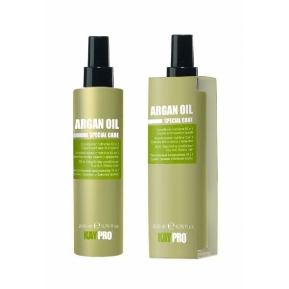 KAY PRO ARGAN OIL maitinamasis kondicionierius sausiems, nepaslankiems, nualintiems plaukams 10 in 1, 200 ml.