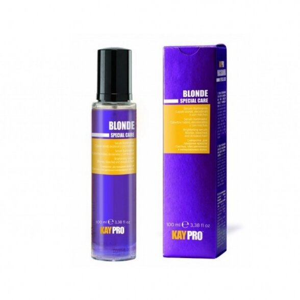 KAY PRO Blonde šviesinantis serumas su safyru šviesintiems, sruogelėmis dažytiems plaukams, 100 ml