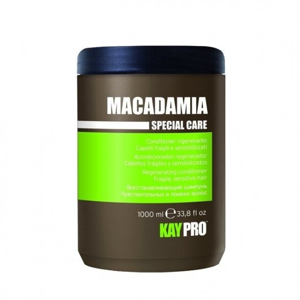 KAY PRO MACADAMIA regeneruojantis kondicionierius, trapiems ir jautriems plaukams, 1000 ml