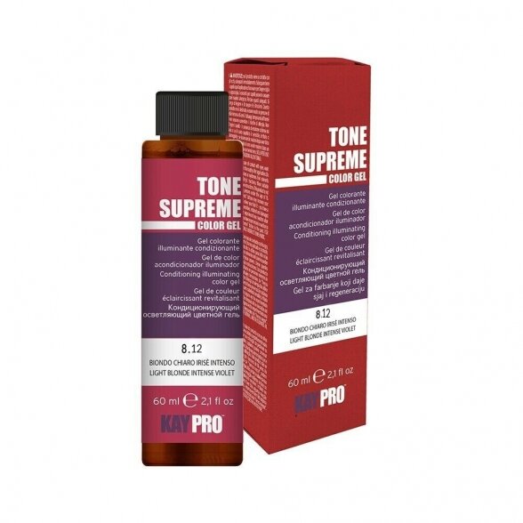 Kay Pro toneris Tone Supreme su Ikru ekstraktu, 8.12 LIGHT BLONDE ASH VIOLET atspalvis, 60ml