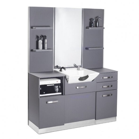 Hairdressing console with mirror and sink B085