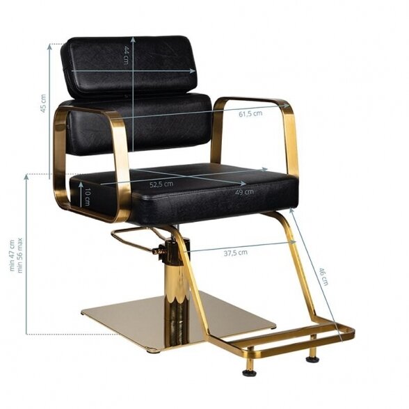 Barber chair GABBIANO PORTOFINO, black/gold sp. 4