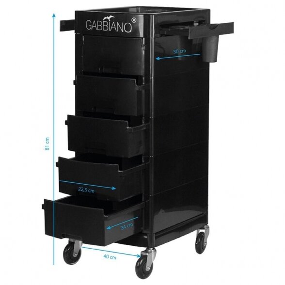 Hairdressing trolley GABBIANO FT65-A BLACK 1