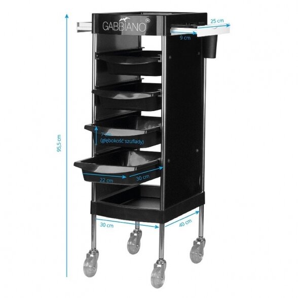 Hair salon trolley GABBIANO FX11F BLACK 4