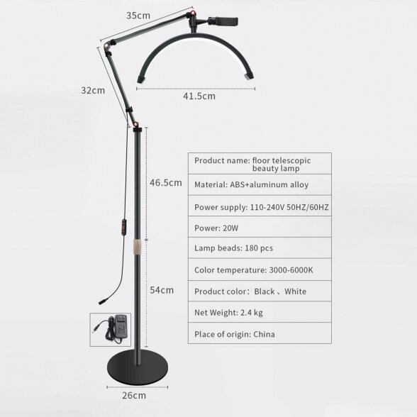 LED Lempa MOON, su stovu HD-M2X, baltos sp. 1