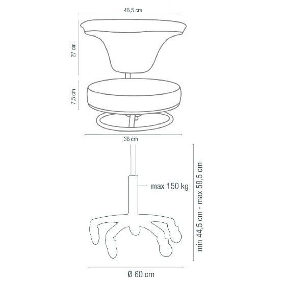 Meistro kėdutė SIBEL SWIVEL BACK BEAUTY STOOL, balta 1