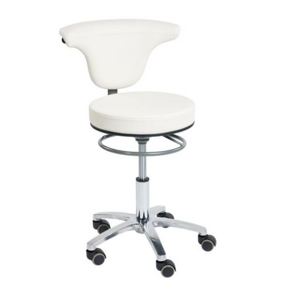 Meistro kėdutė SIBEL SWIVEL BACK BEAUTY STOOL, balta