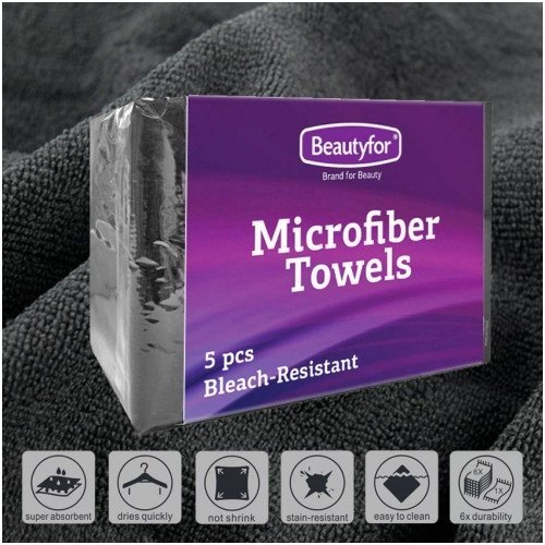 Microfiber towels 5 pcs., 70 x 40 cm, black sp. 1