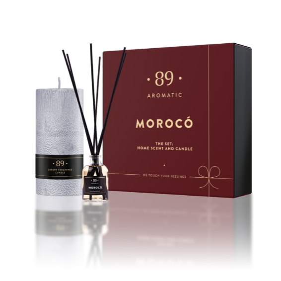 Morocó Home Scent with Sticks and Palm Wax Candle (Christmas Collection)