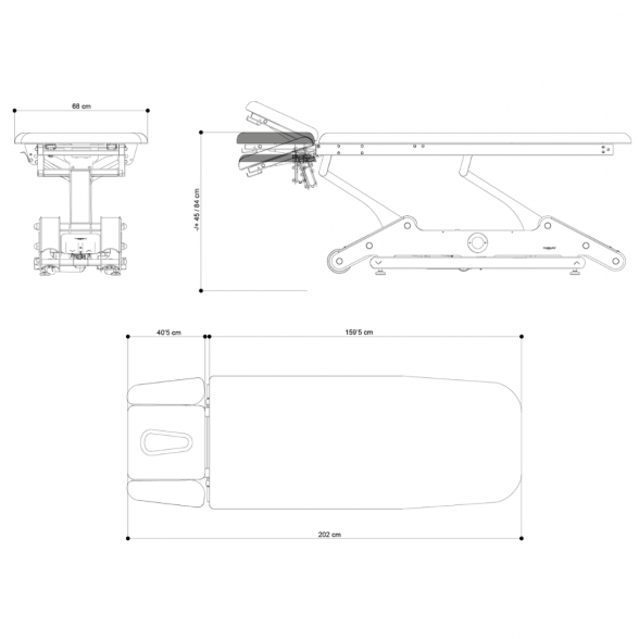 Naggura N’GO electric 4-section, 1-motor physiotherapy and osteopathy table N'GO4 3