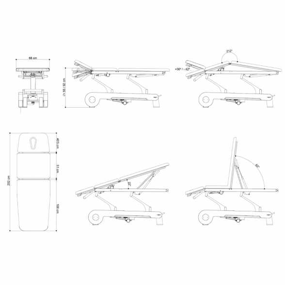 Naggura N'RUN Electric 3 Section, 2 Motor Therapy Table N'RUN3 2