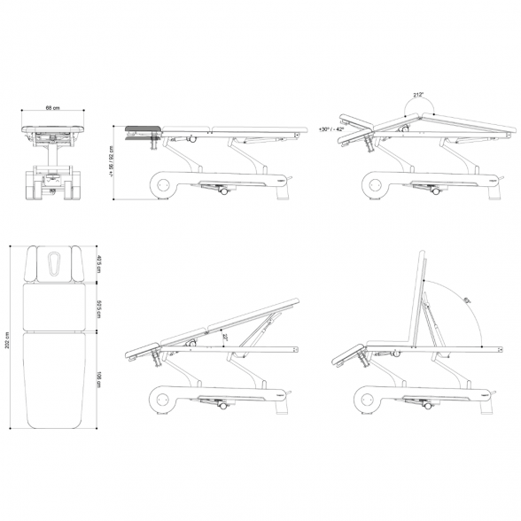 Naggura N'RUN Electric 5 Section, 2 Motor Therapy Table N'RUN5 2