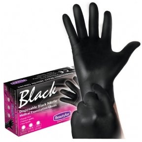 Нитриловые перчатки без пудры, черные сп, L 100 шт.