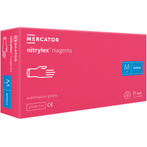Перчатки нитриловые неопудренные MAGENTA, розово-фуксия sp, S 100 шт.