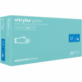 Перчатки нитриловые без пудры Nitrylex, зеленые сп, S 100 шт.