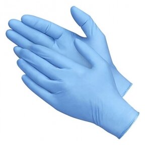 Перчатки нитриловые неопудренные, голубые, L 100 шт (цвет может отличаться)