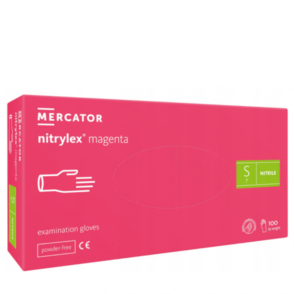 Powder-free nitrile gloves MAGENTA, pink-fuchsia sp, S 100 pcs.