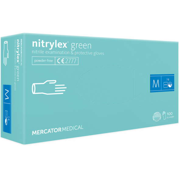 Nitrile gloves without powder Nitrylex, green sp, S 100 pcs 1