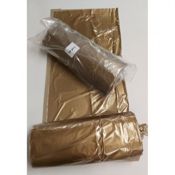 Polyethylene peignoirs, golden, 148x100 cm, 50 pcs., packed in a roll 2