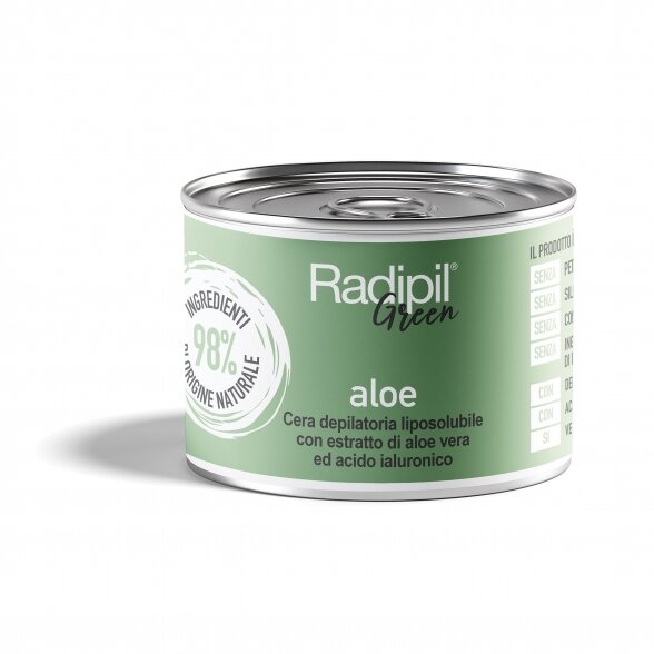 Radipil Green depiliacinis vaškas skardinėje su Aloe Vera ir Hialurono rūgštimi, 400ml