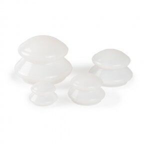 Silicone cups for manual massage, white 4 pcs.