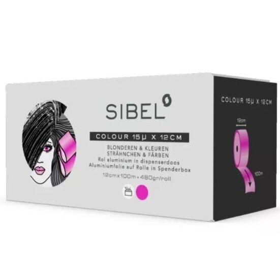 SIBEL aluminum foil in a roll 15 microns, 12cmx100m, PINK 1