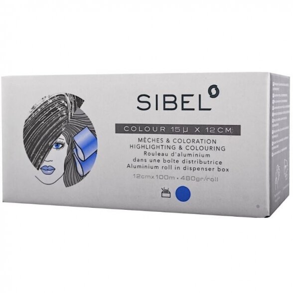 SIBEL aluminum foil in a roll 15 microns, 12cmx100m, BLUE 1