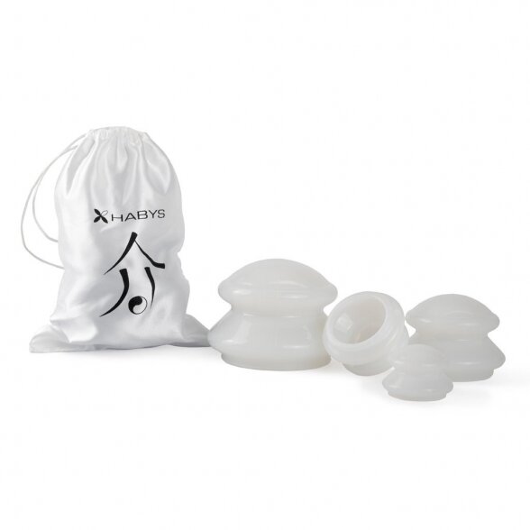 Silicone cups for manual massage, white 4 pcs.