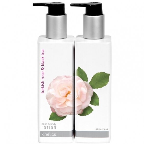 Cleansing and toning hand and body lotion Kinetics with Turkish roses and black tea, 250 ml