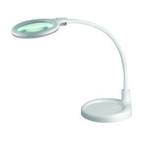 LED table lamp with magnifying glass