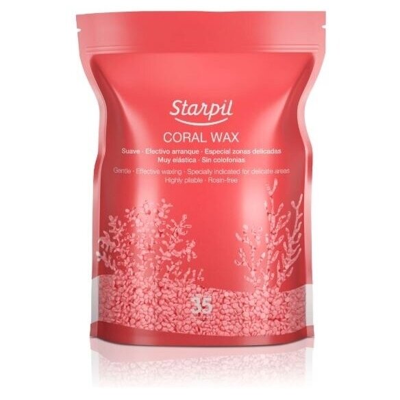 Starpil elastic wax granules, Coral color with glitter, 1000g