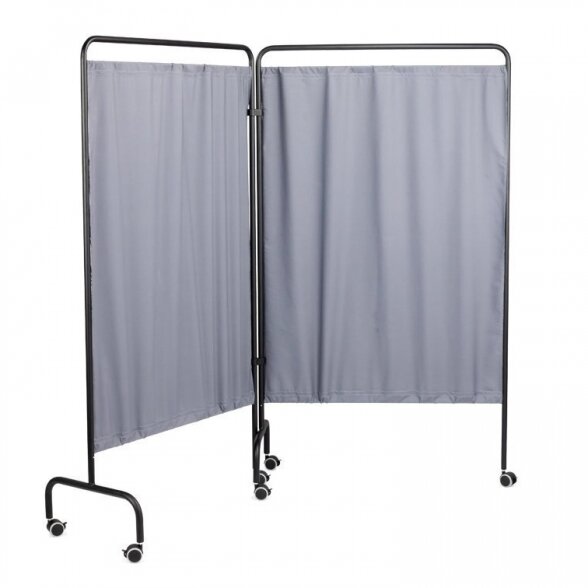 Standard modular wall, black frame, gray curtain 1