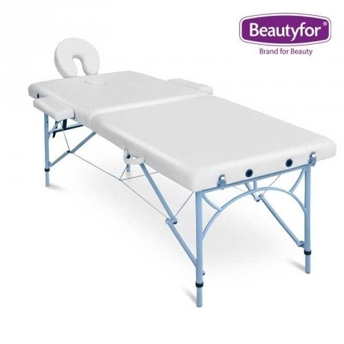 Folding massage table with aluminum frame, white