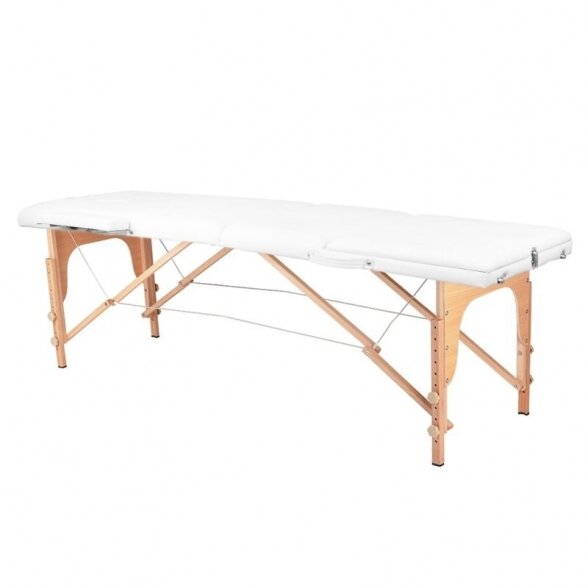 Folding 3-part massage table, white