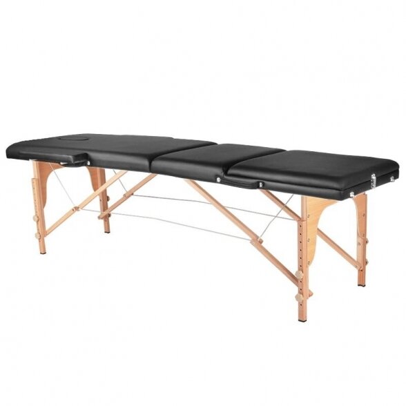 Folding 3-part massage table, black